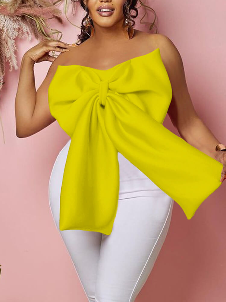 Off Shoulder Bow Knot Tube Top