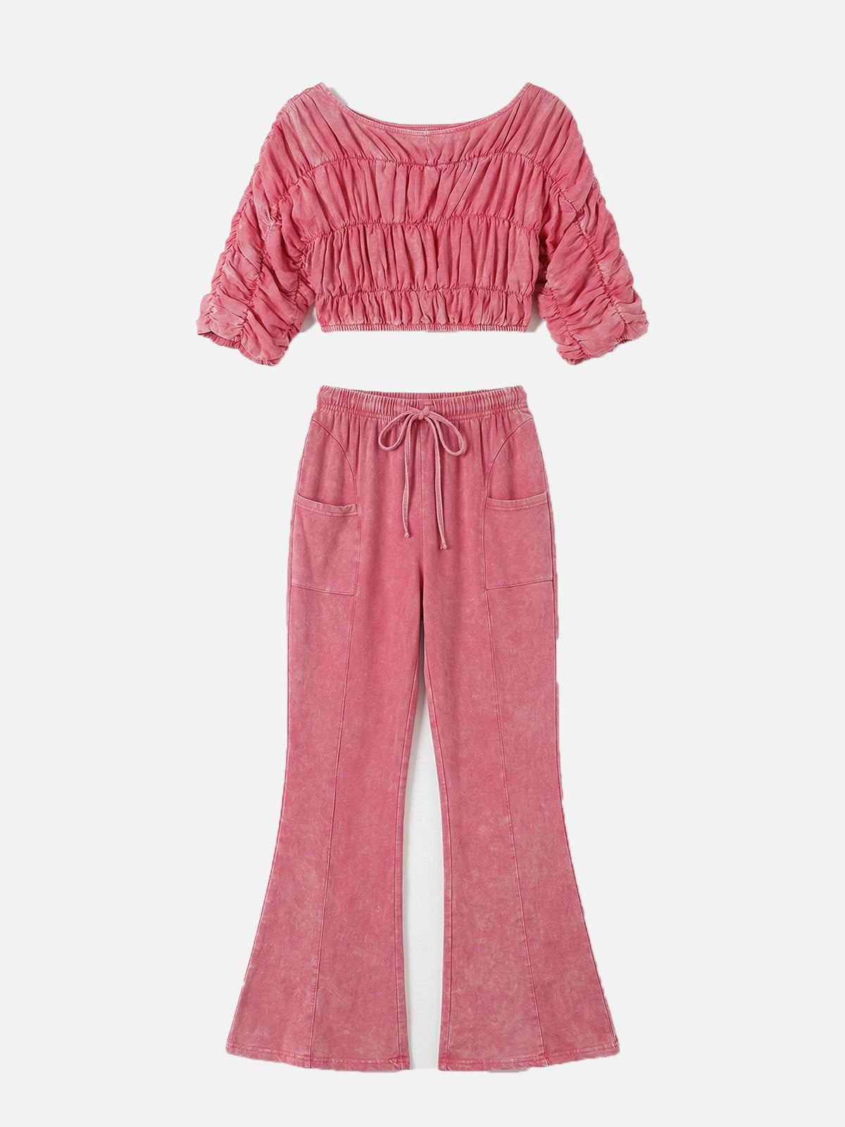 Colorblock Ruched Pants Set