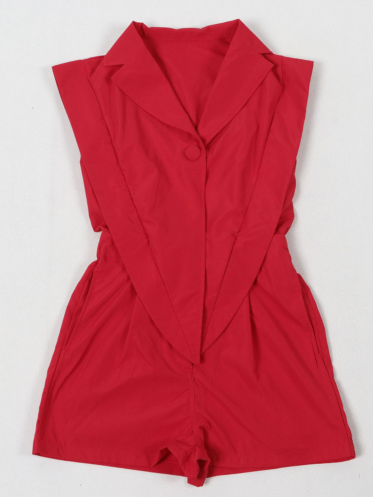 Sleeveless Solid Color Asymmetrical Romper
