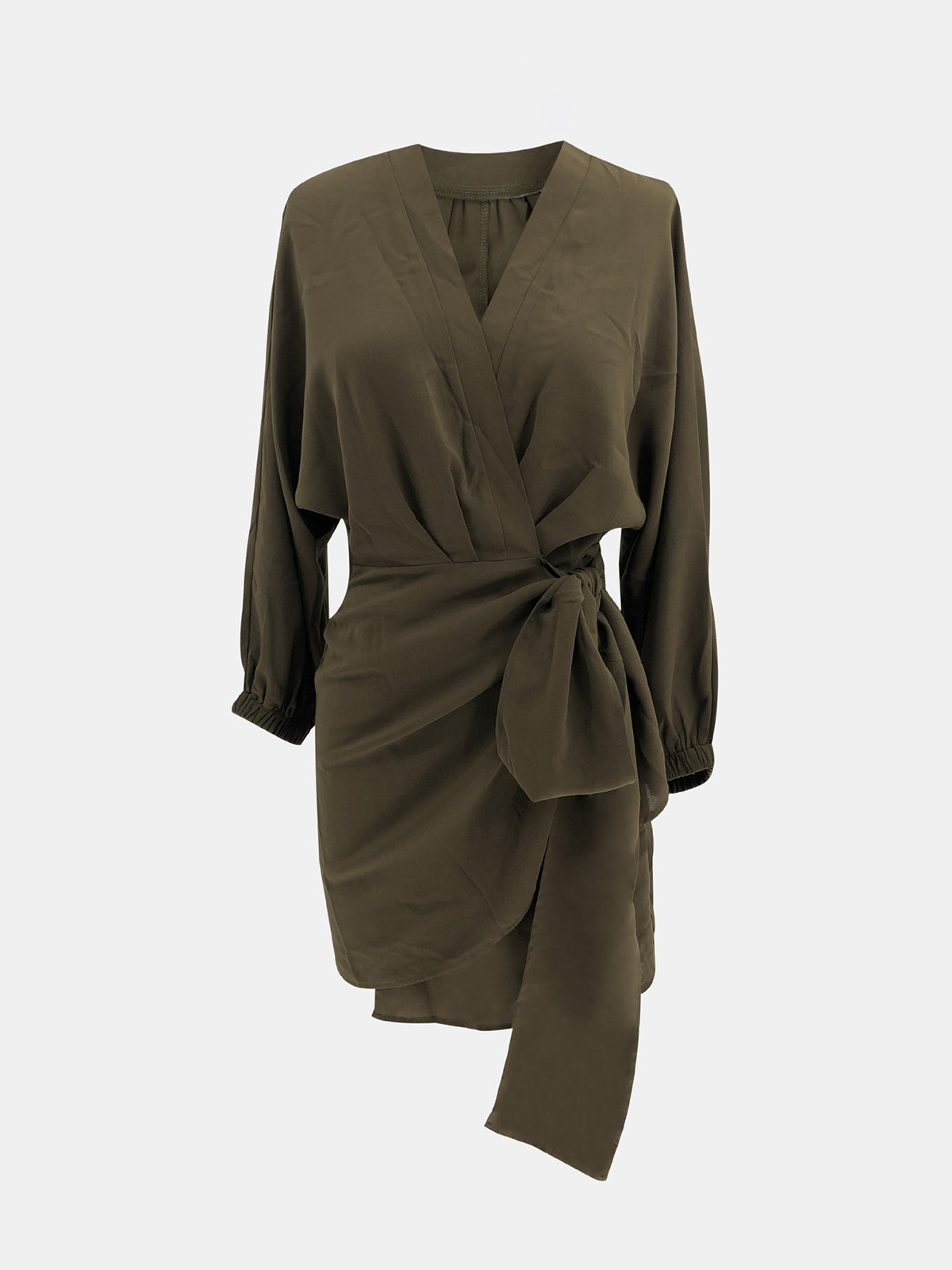 Belted Lantern Sleeve Mini Dress
