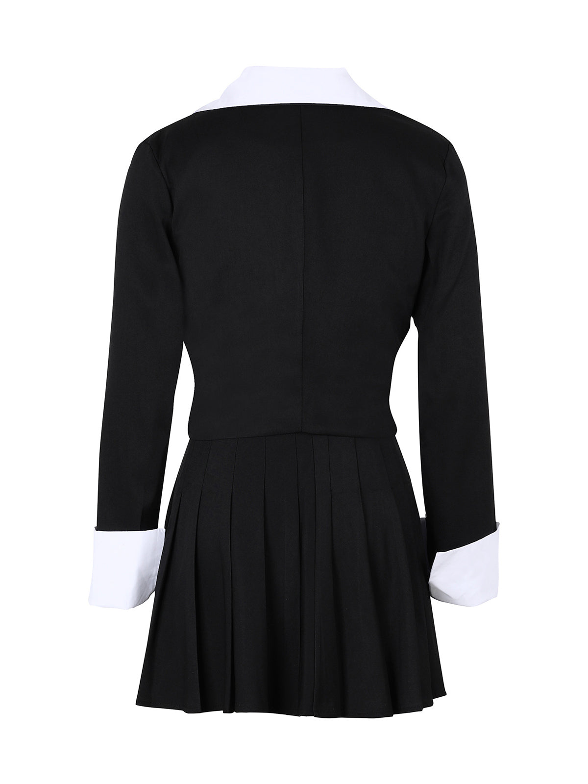 Two-Piece Blazer Shirt Collar Pleated Skirt Set