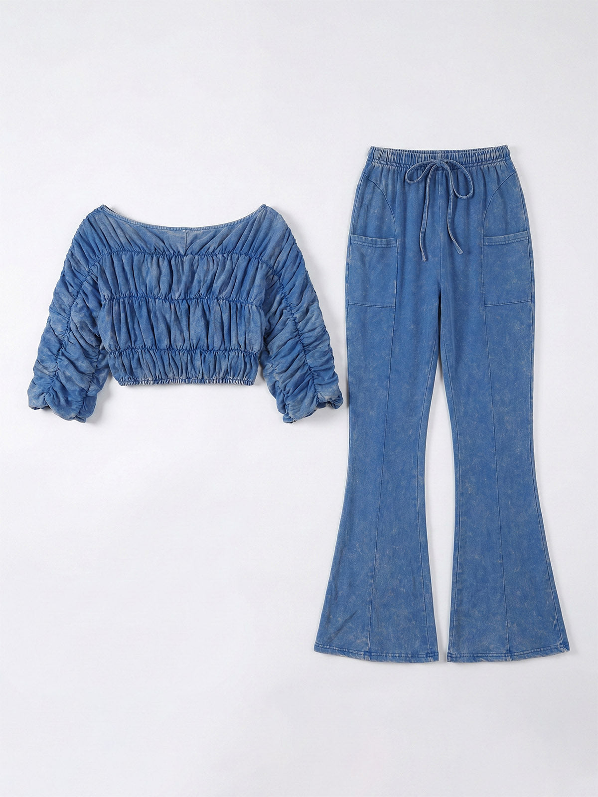 Colorblock Ruched Pants Set