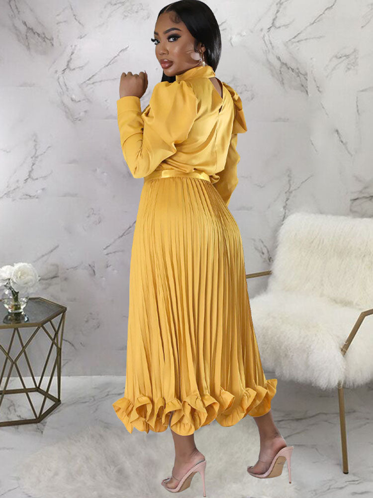 Two Piece Crop Top Pleated Maxi Skirts