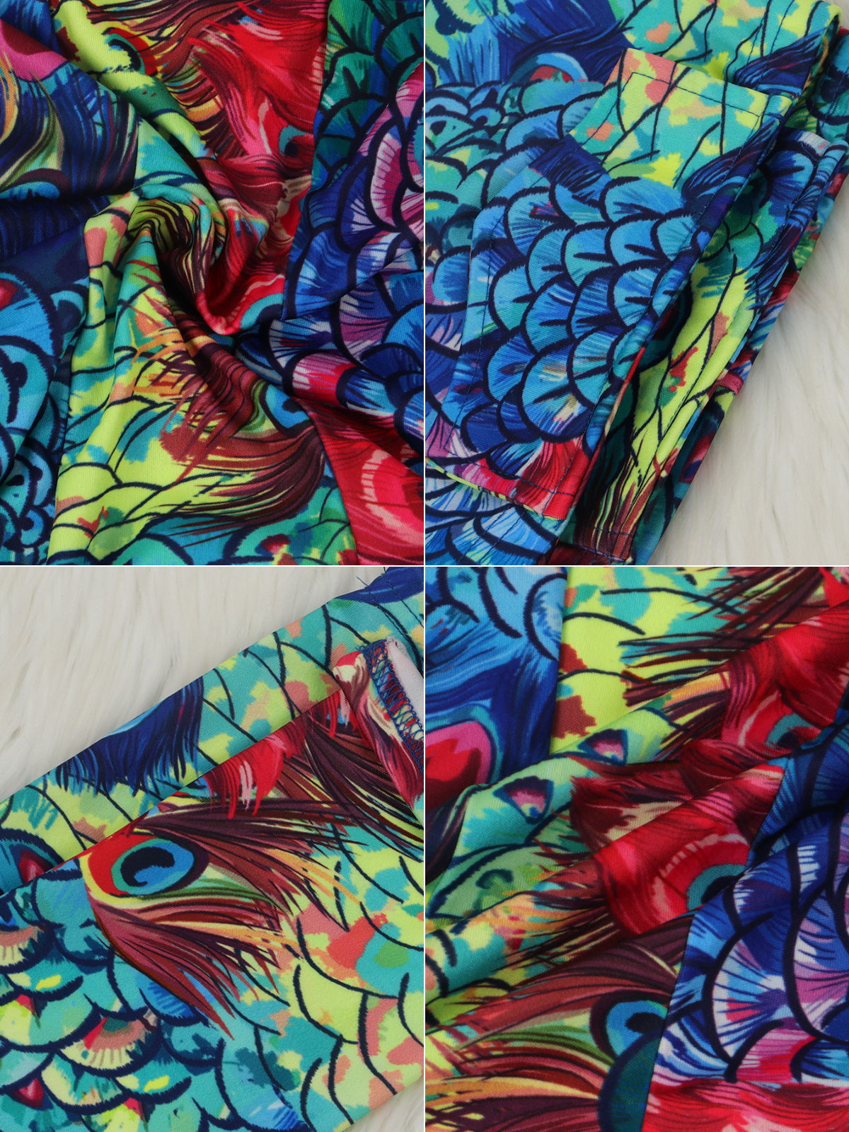 Two Piece Print Jacket High Footless Stockings Set