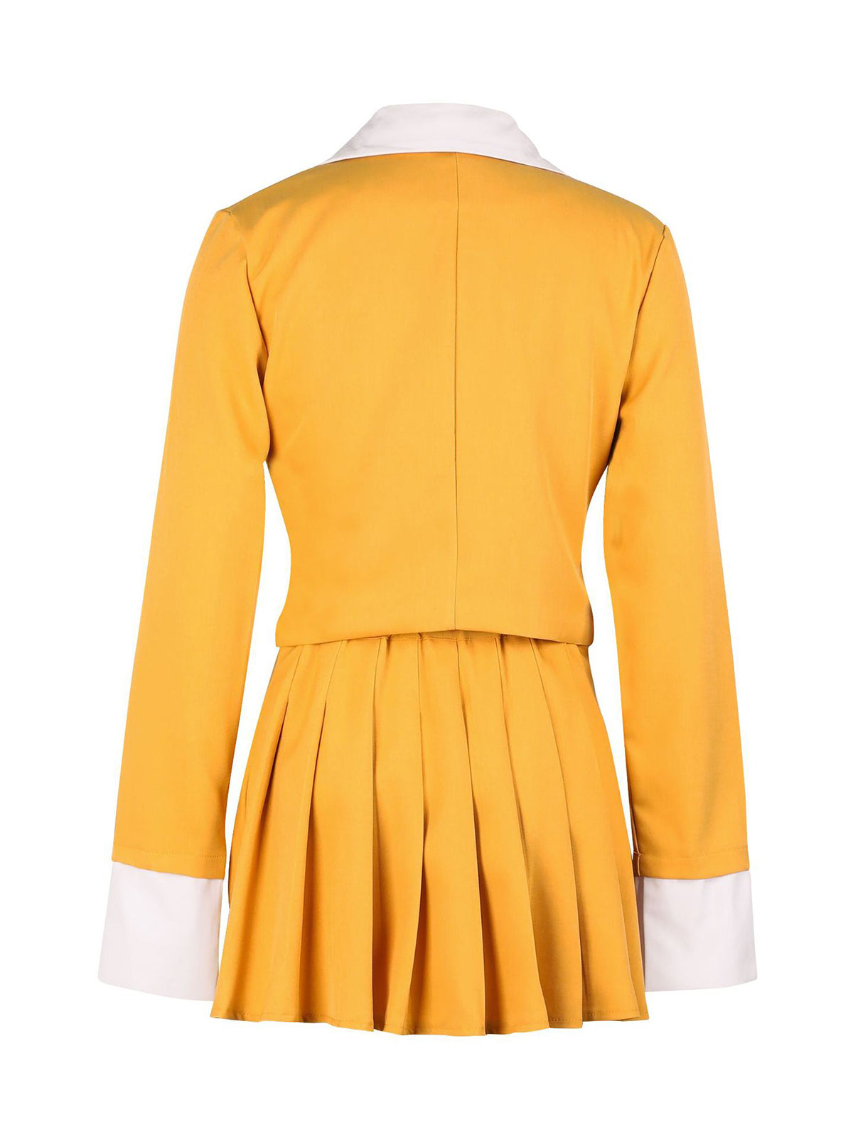 Two-Piece Blazer Shirt Collar Pleated Skirt Set