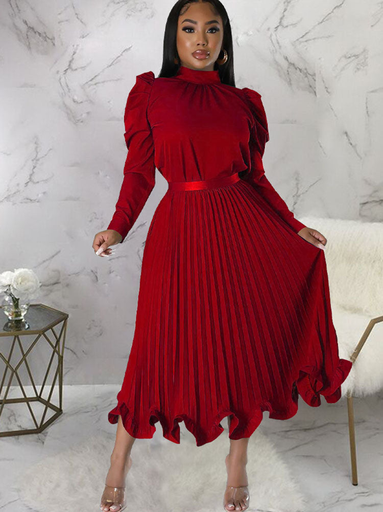 Two Piece Crop Top Pleated Maxi Skirts