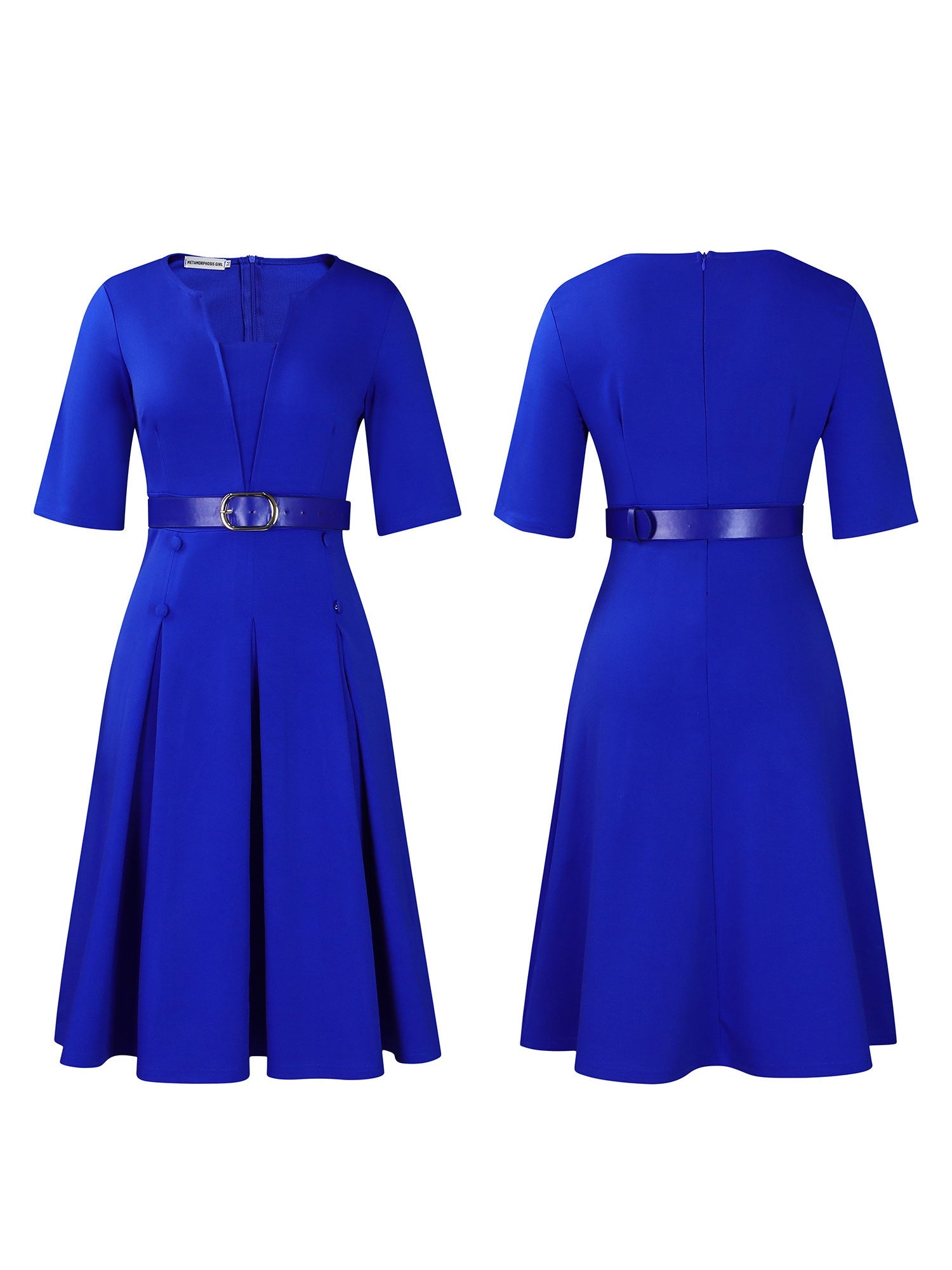 Plus Size Solid Color Half Sleeve Dress