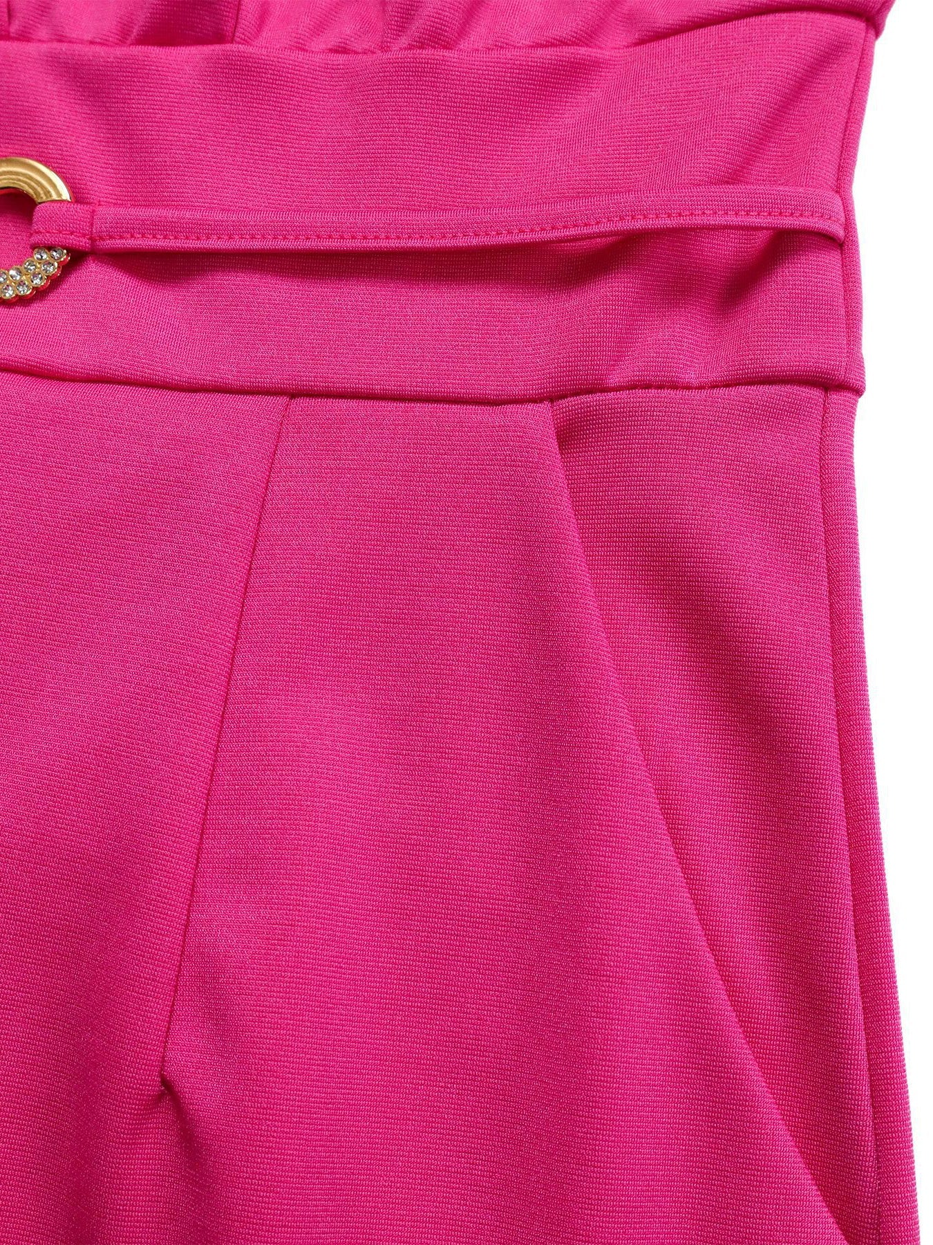 Round Neck Solid Color Wide-Leg Jumpsuit