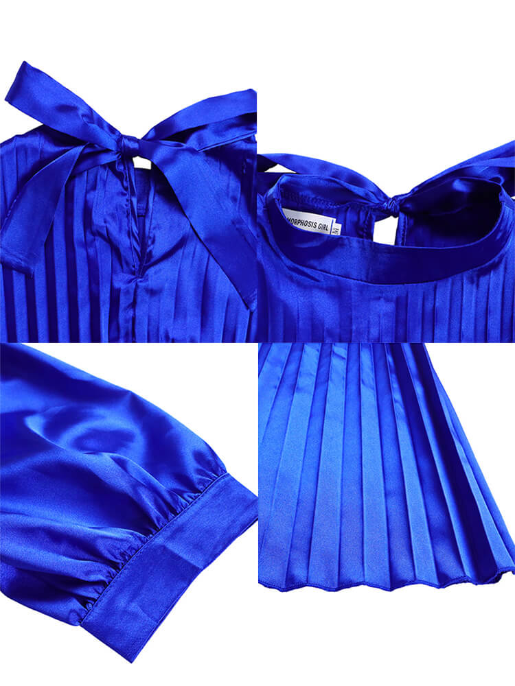 Kurzärmeliges, plissiertes Minikleid mit Stehkragen und kurzen Ärmeln