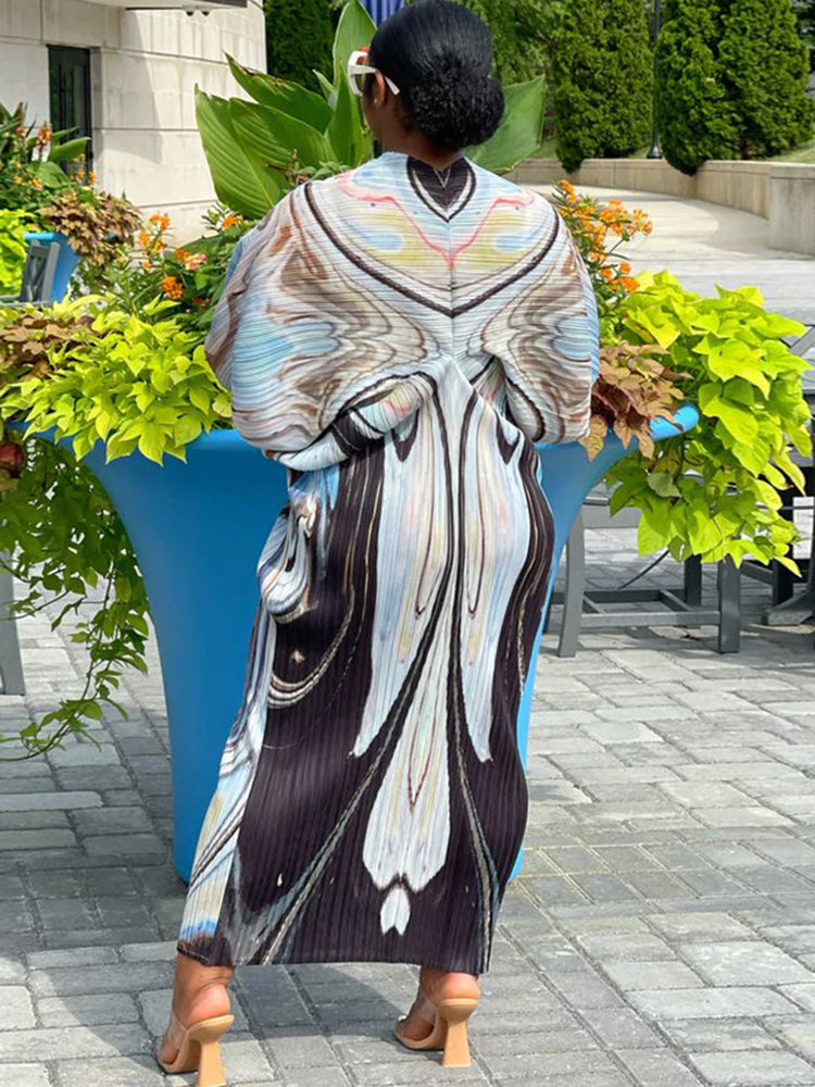 Bat Sleeve Floral Print Maxi Dress