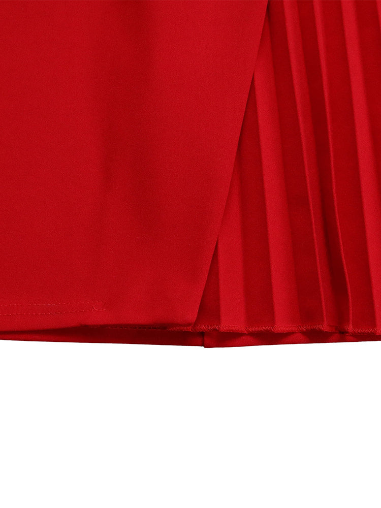 Tie Waist Pleated Midi Dress