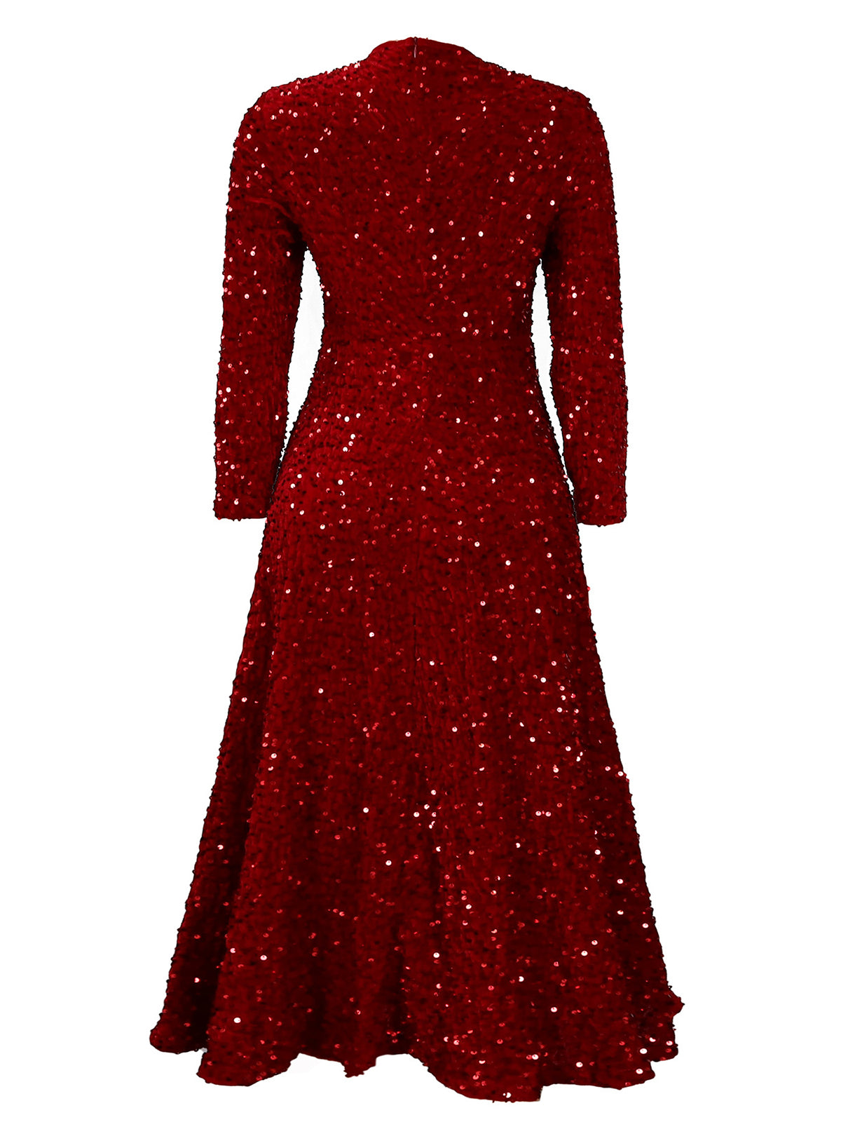 Long Sleeve Solid Color Sequin Dress