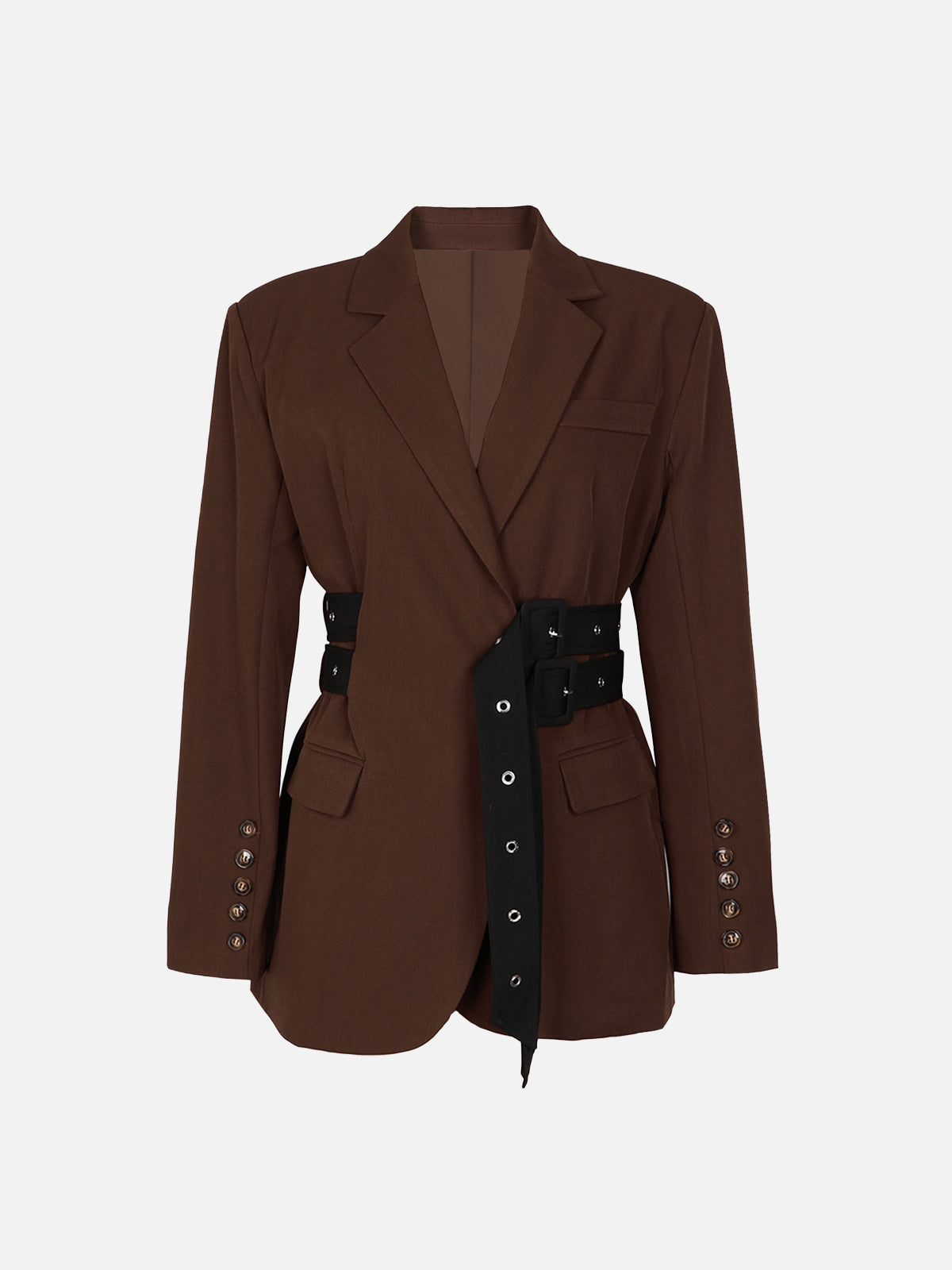 Belted Button Blazer Jacket