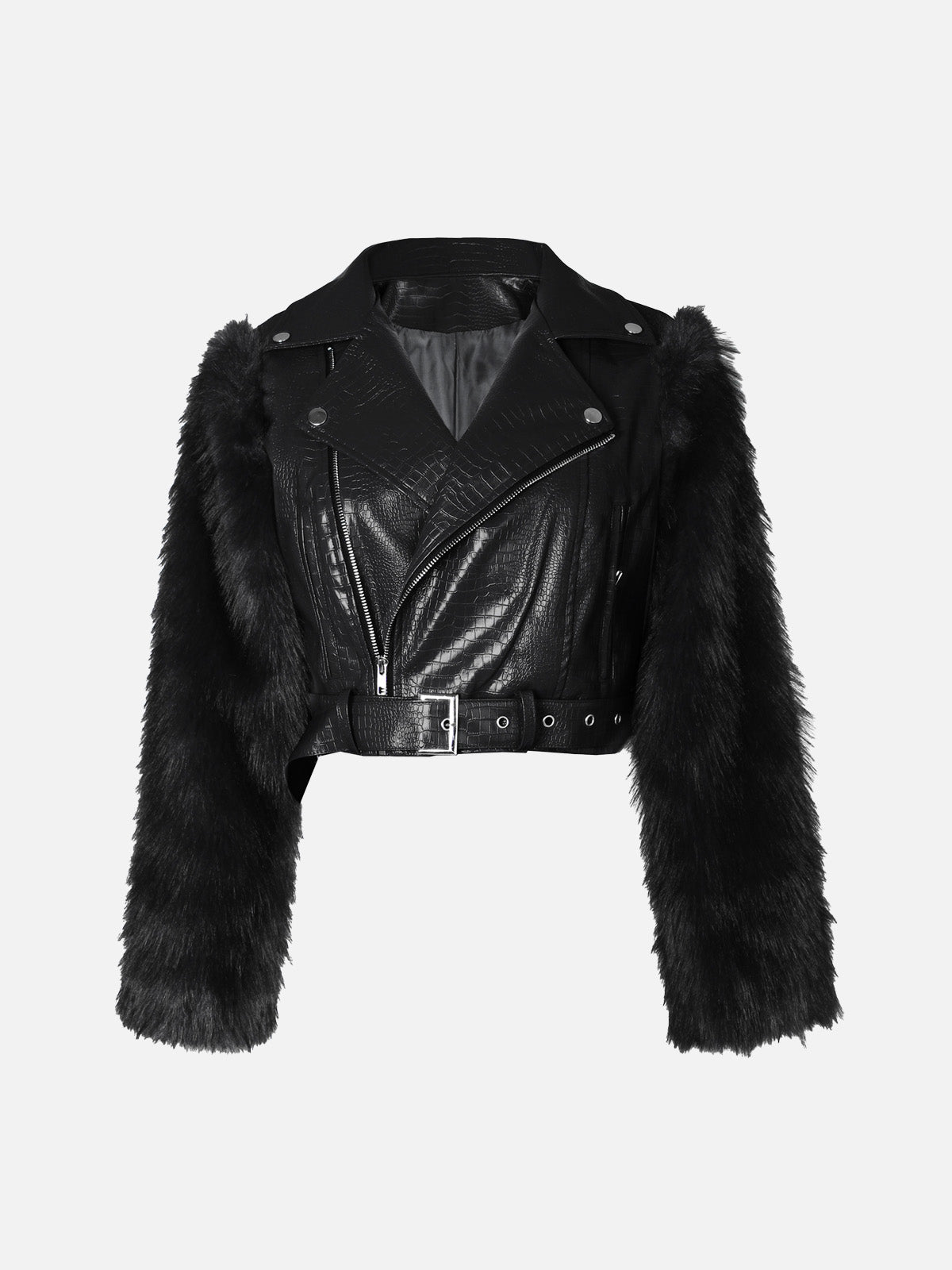 PU Leather Patchwork Moto Jacket