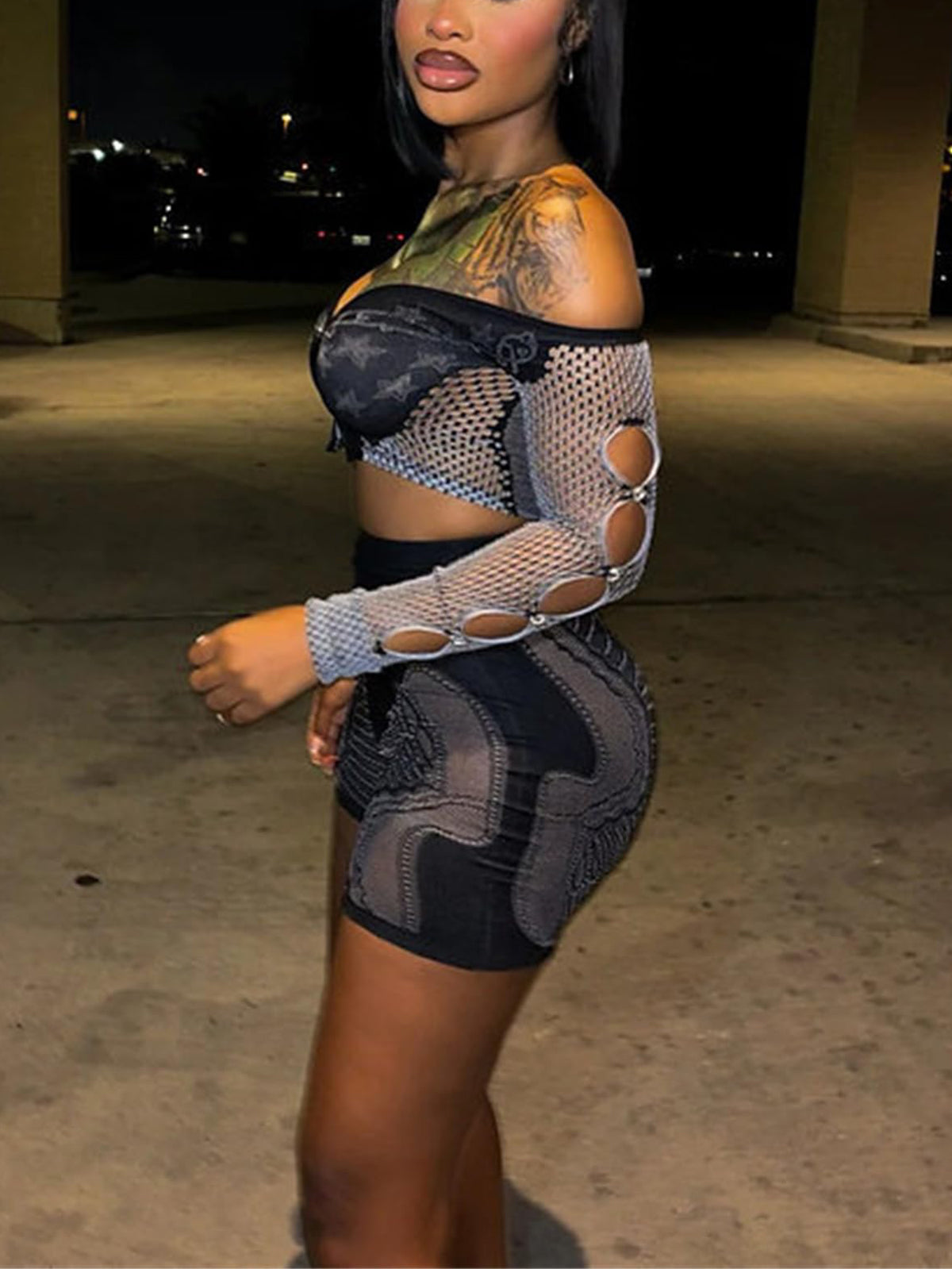 Hollow Out Off Shoulder Short Sets