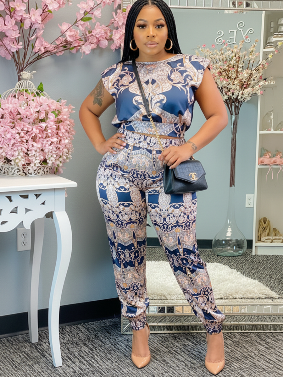 Two-Piece Print Pants Set