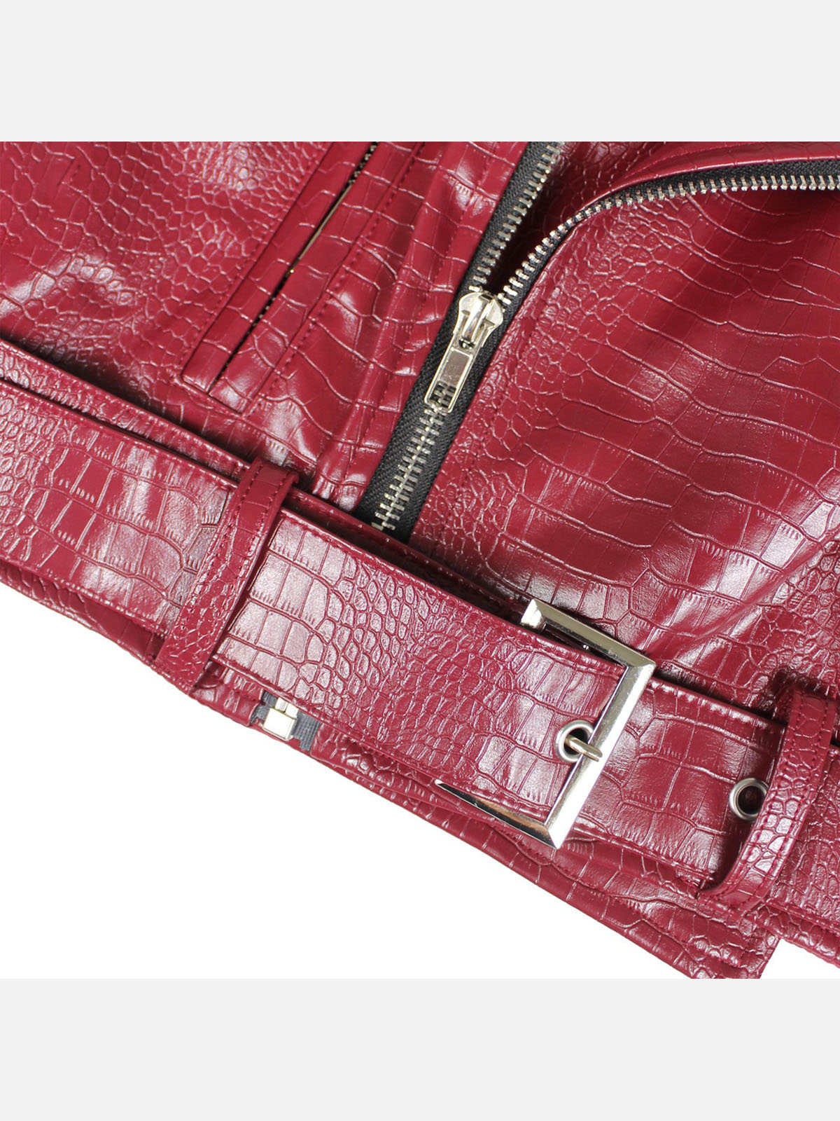 PU Leather Patchwork Moto Jacket