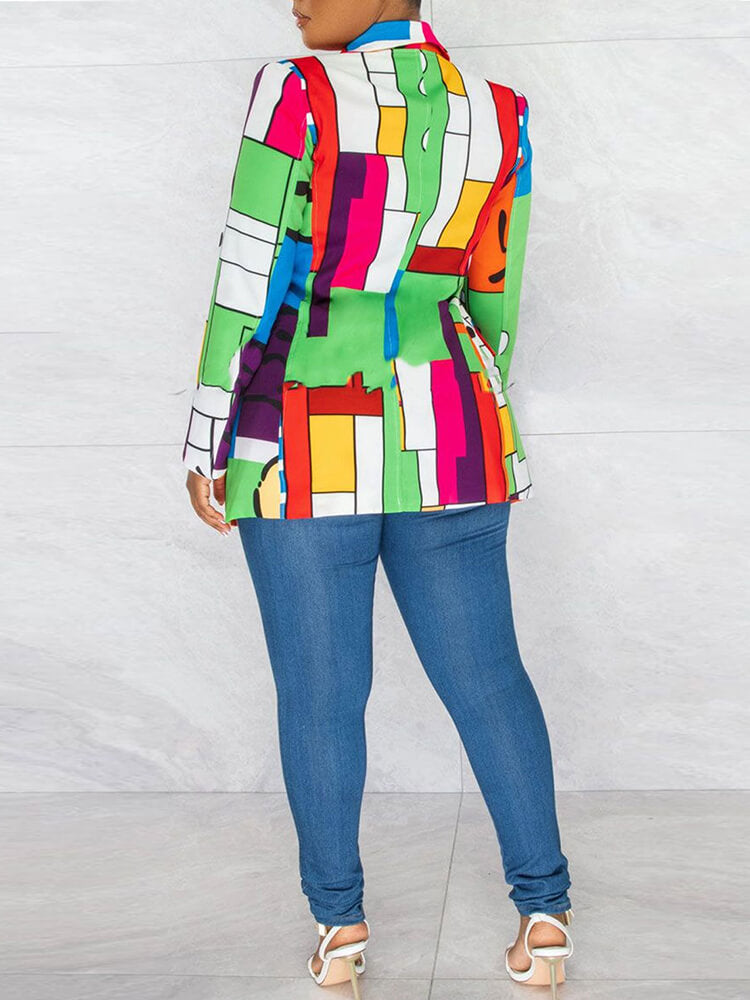 Long Sleeve Printed Button Jacket