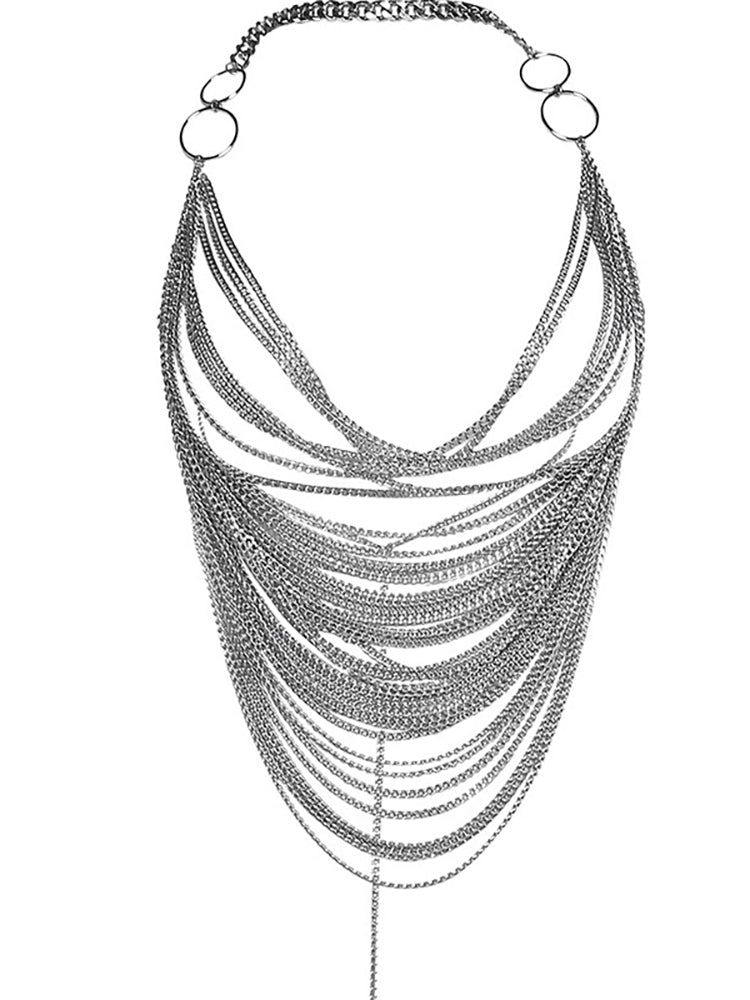 Halter Backless Metal Chain Crop Top