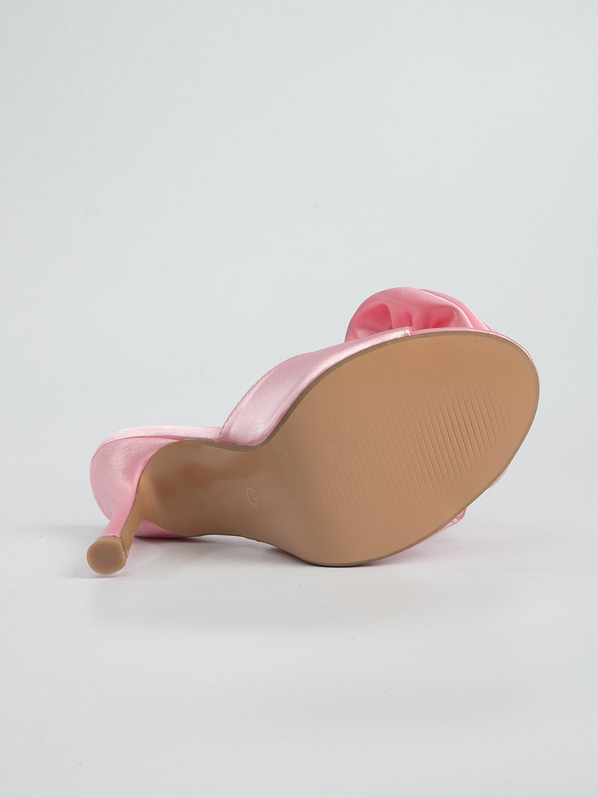 Peep Toe Satin Floral Stiletto Heeled Mules