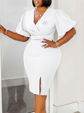 Elegant Lantern Sleeve Midi Dress