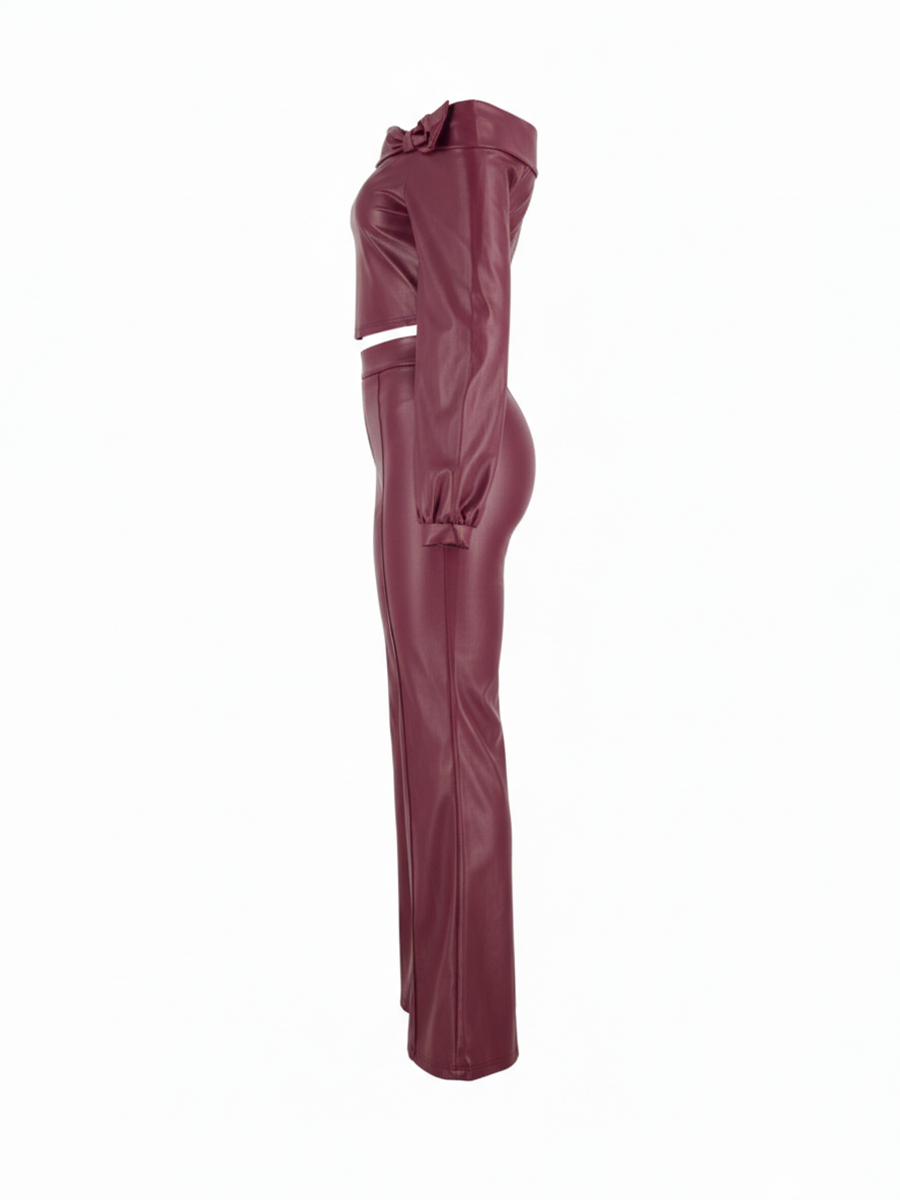 Off-Shoulder-Set aus PU-Leder