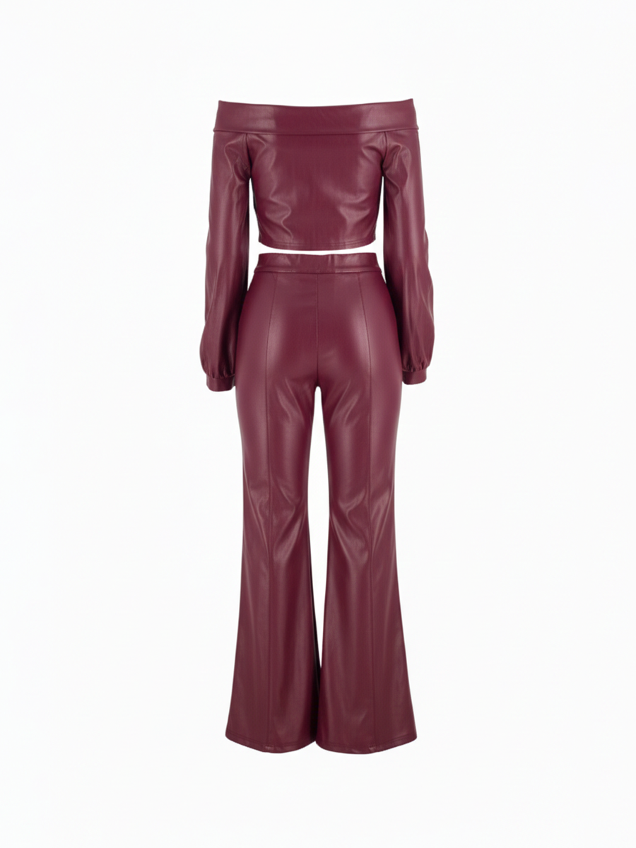 Off-Shoulder-Set aus PU-Leder