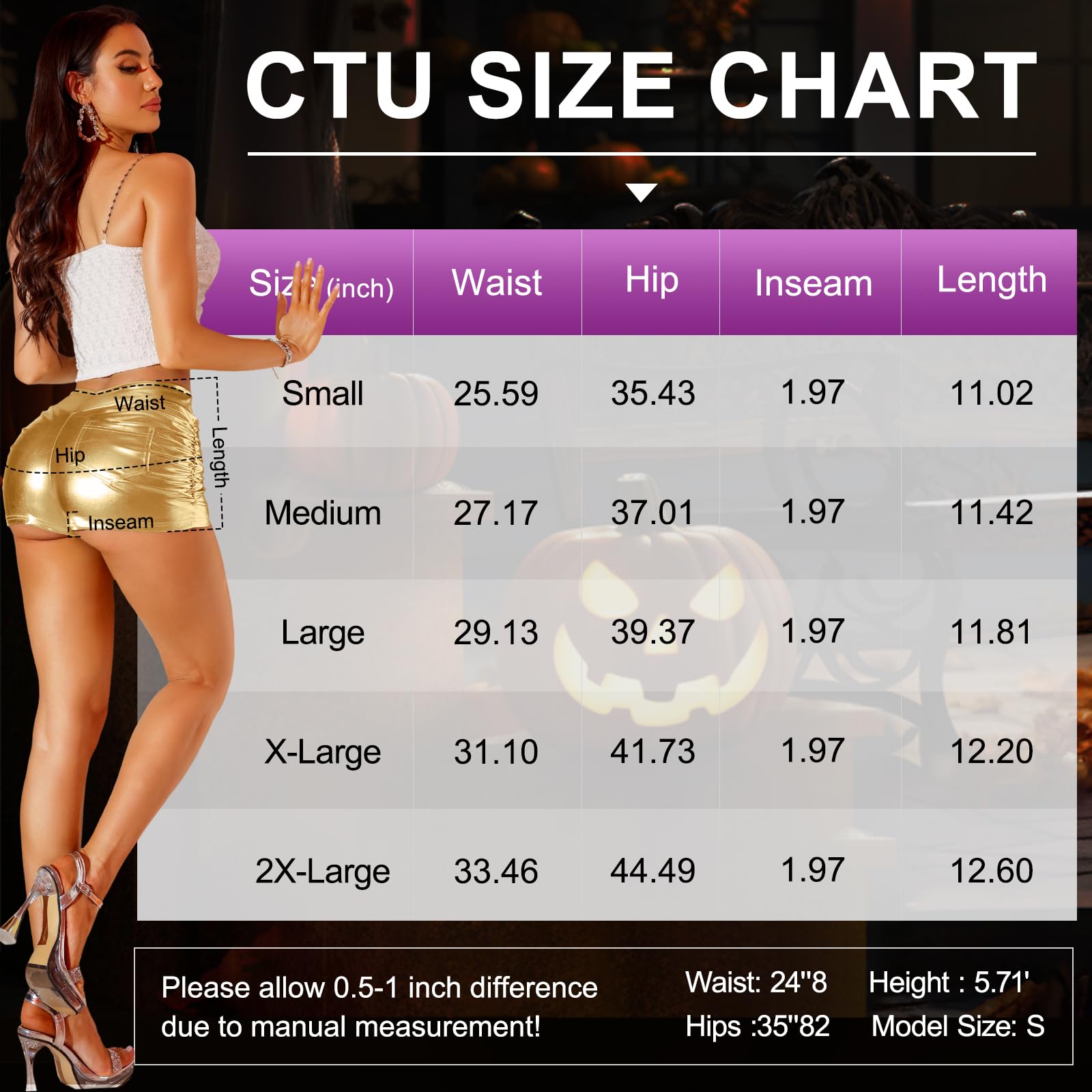 Metallic High Waisted Ruched Shorts