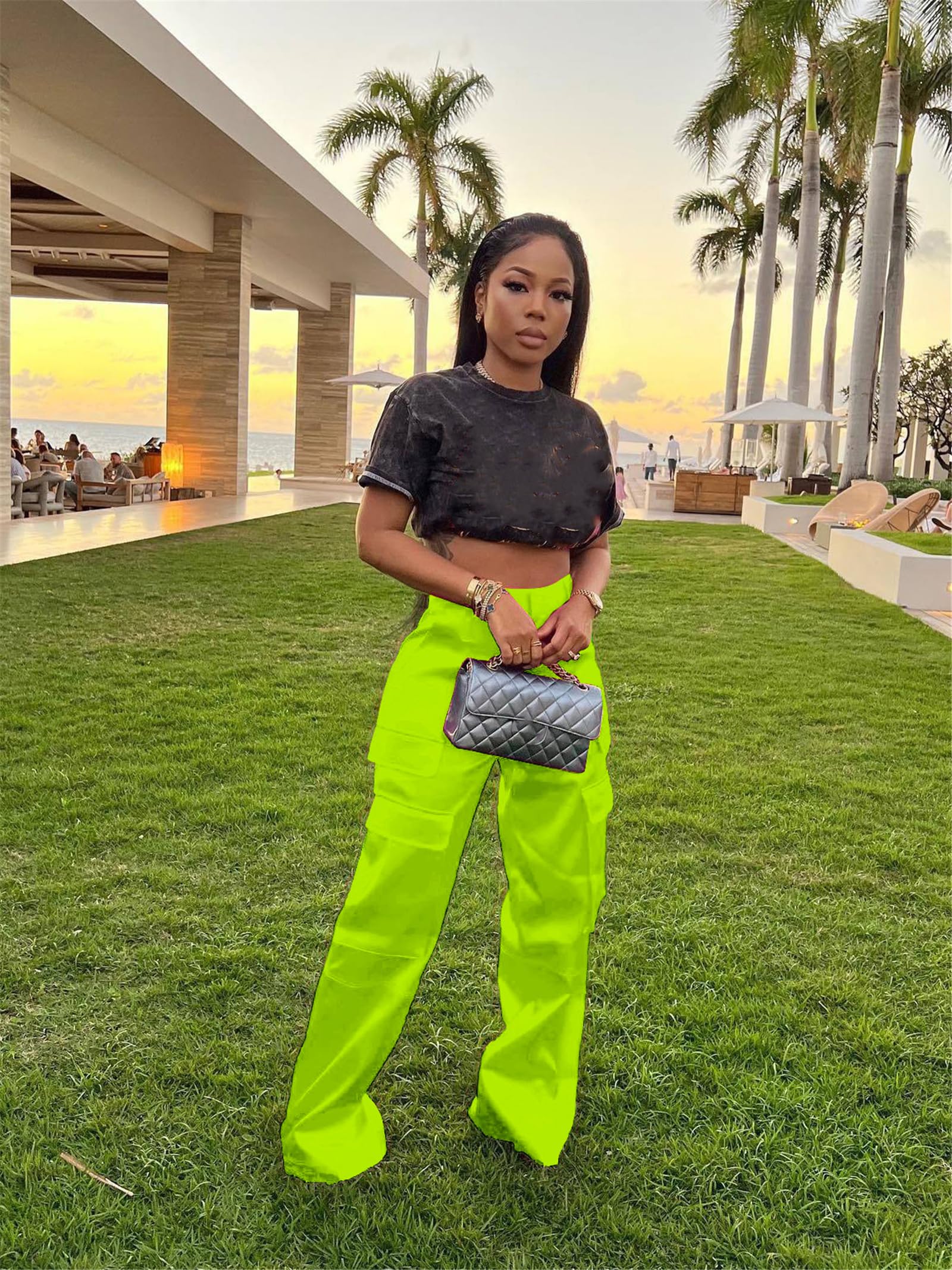 High Wasited Wide Leg Pants with Pockets