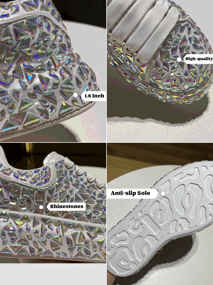 Rhinestone Lace-Up Chunky Sneaker