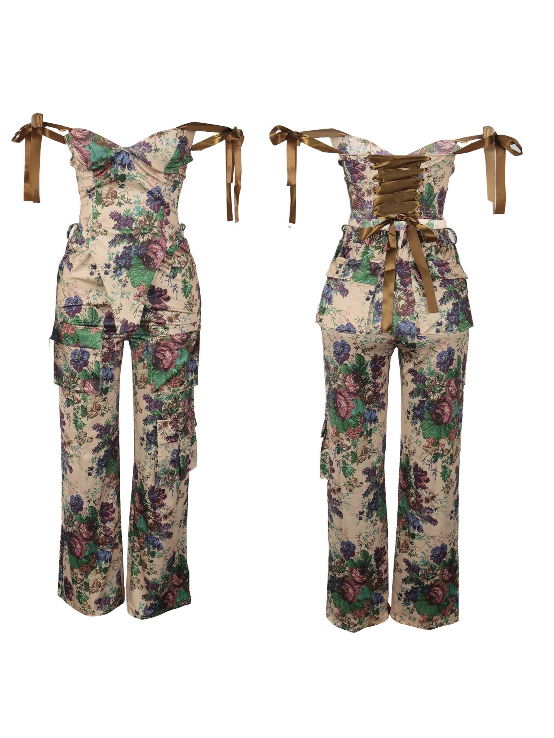 Lace-Up Cargo Pant Set