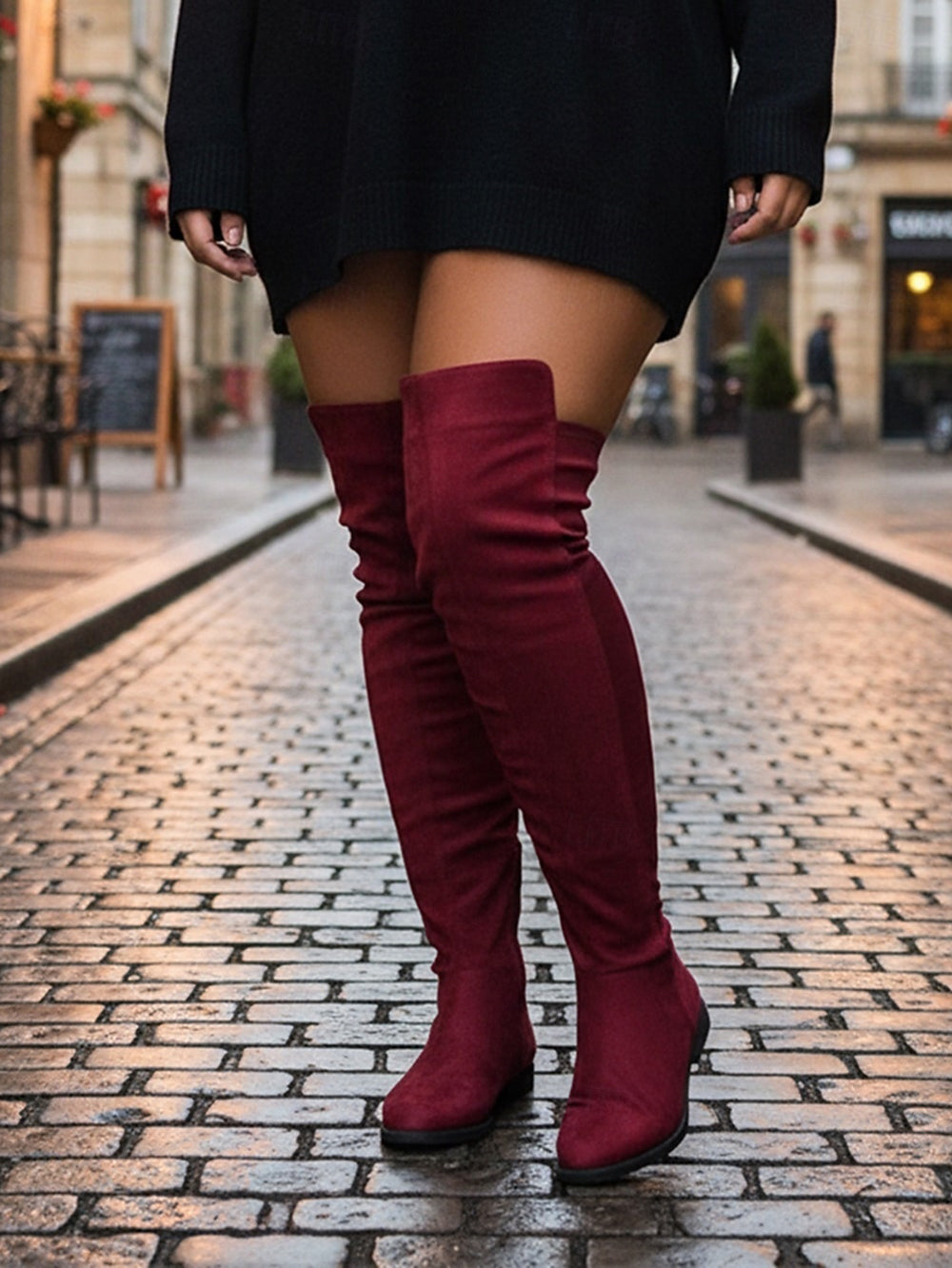 Suede Over-the-Knee Flat Riding Boots