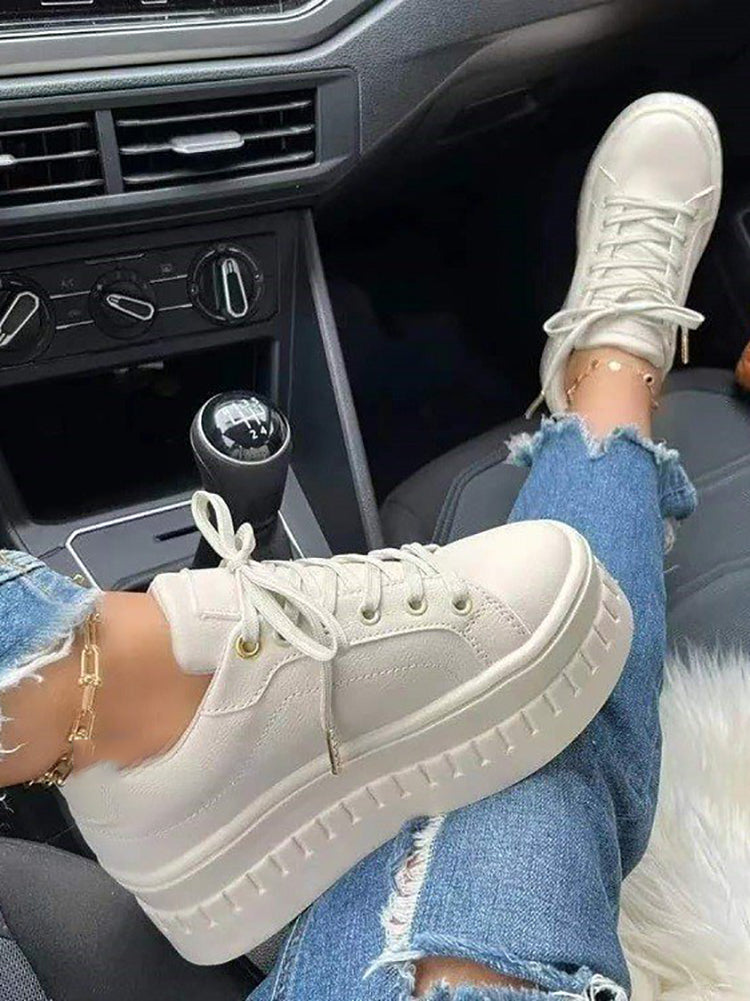 Sporty Solid Color Chunky Platform Sneaker