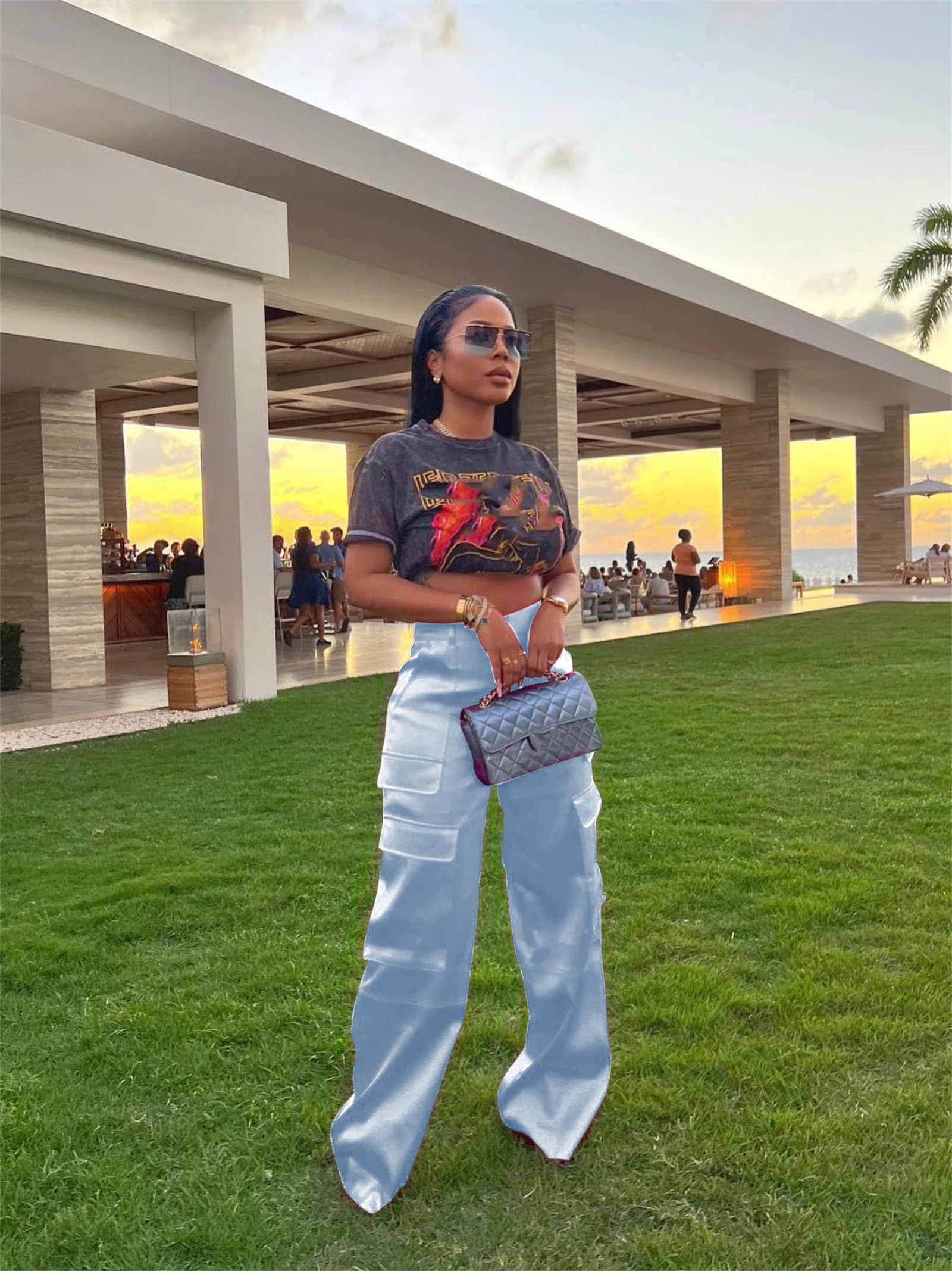 High Wasited Wide Leg Pants with Pockets