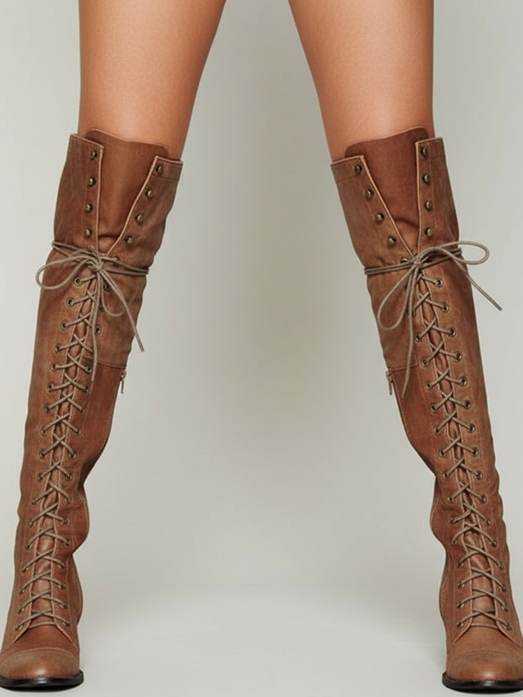 Lace-Up Over-the-Knee Boots