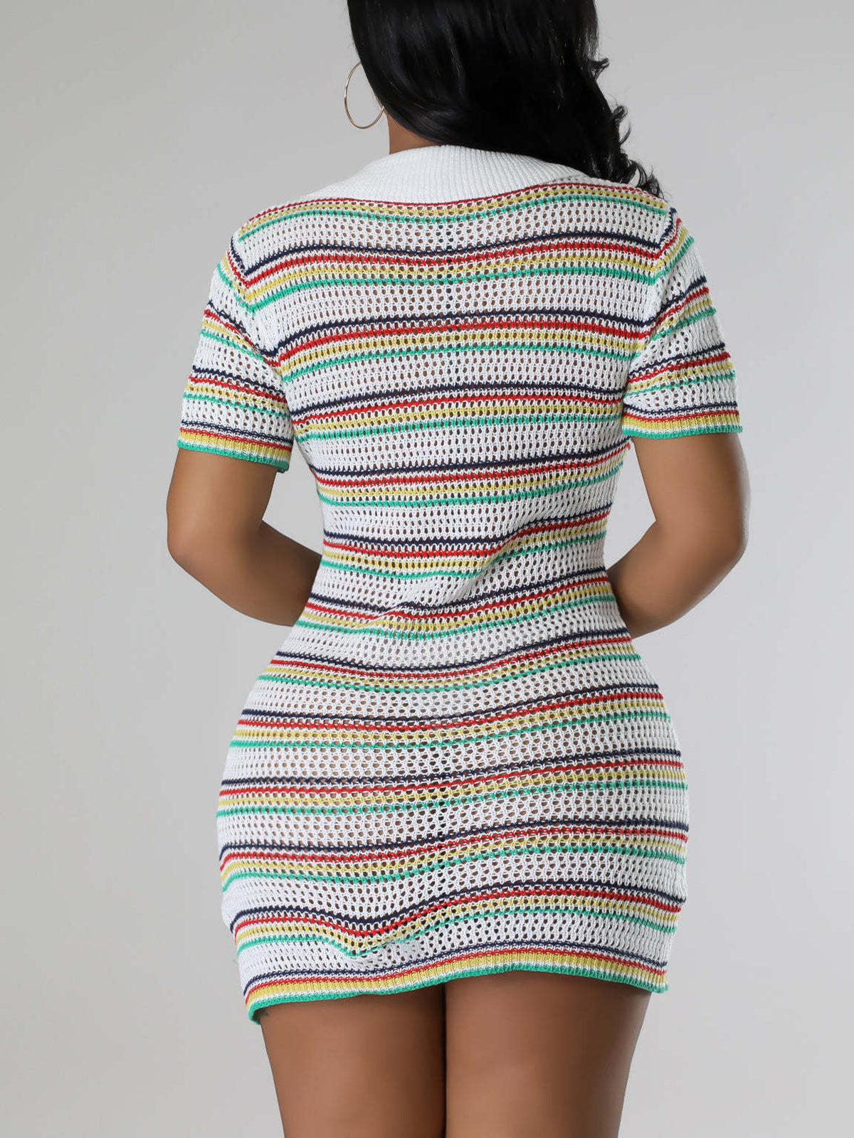 Collared Knit Striped Dress