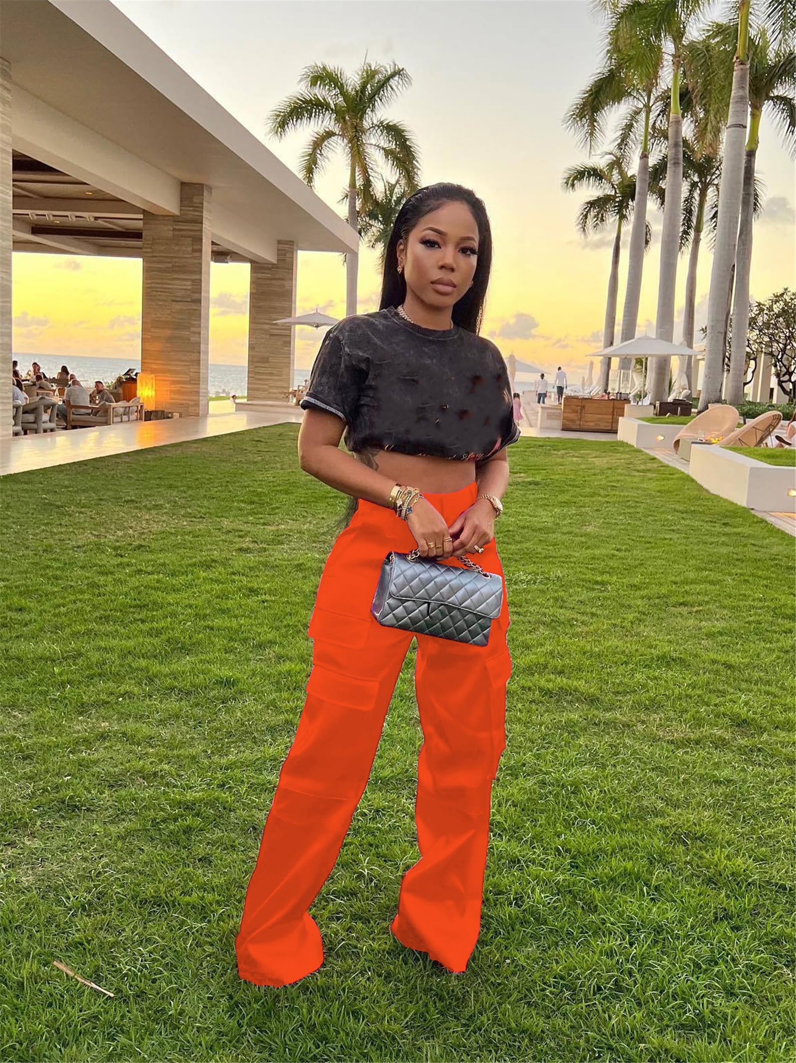 High Wasited Wide Leg Pants with Pockets