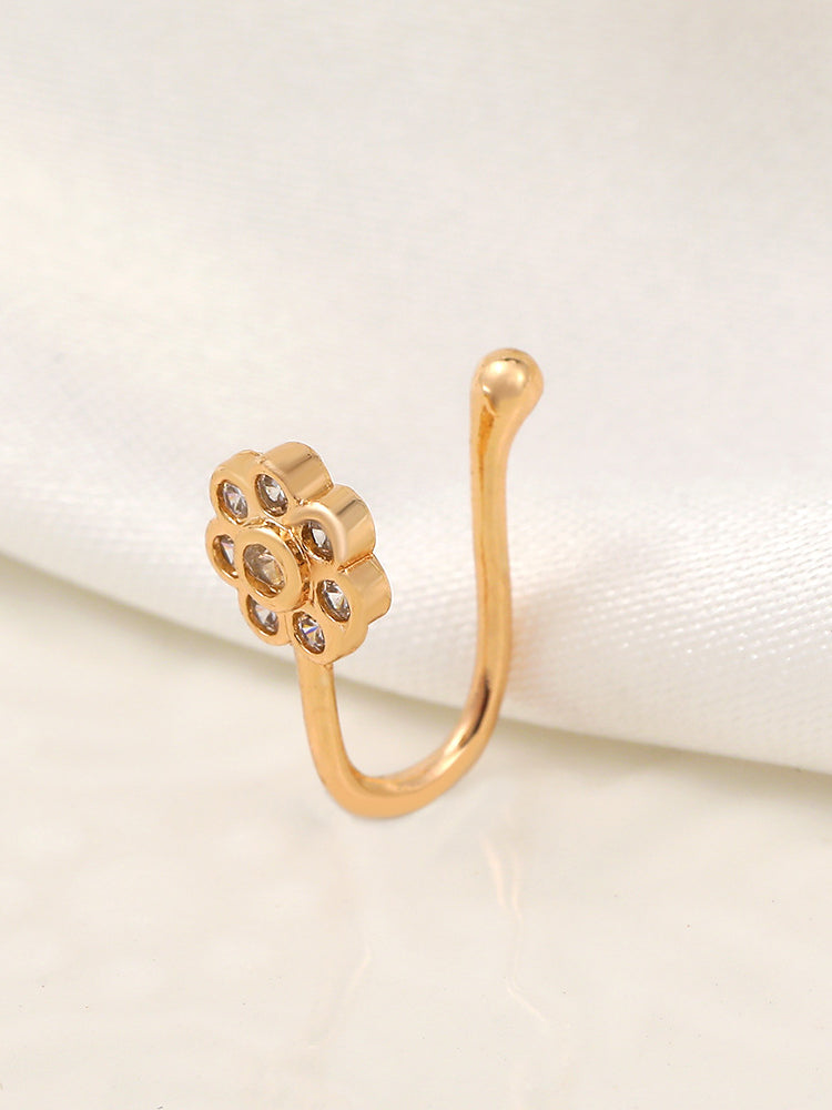 Flower Metal U-Shaped Nose Cuff