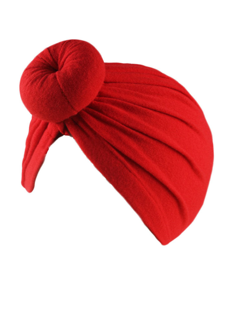 Bonnet turban froncé croisé de couleur unie