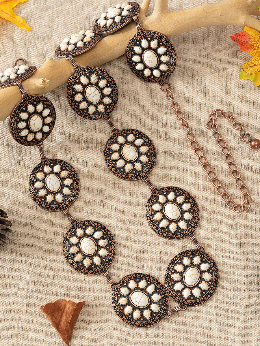 Bohemian Ethnic Turquoise Alloy Chain Belt