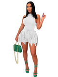 Two Piece Bodysuit Tassels Shorts Sets