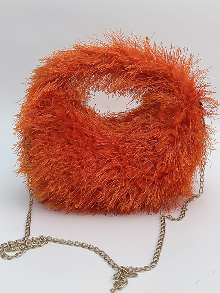 Candy Color Fluffy Fringe Mini Handbag