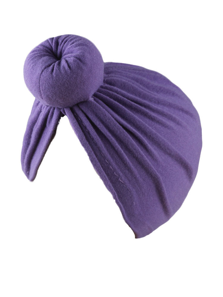 Bonnet turban froncé croisé de couleur unie