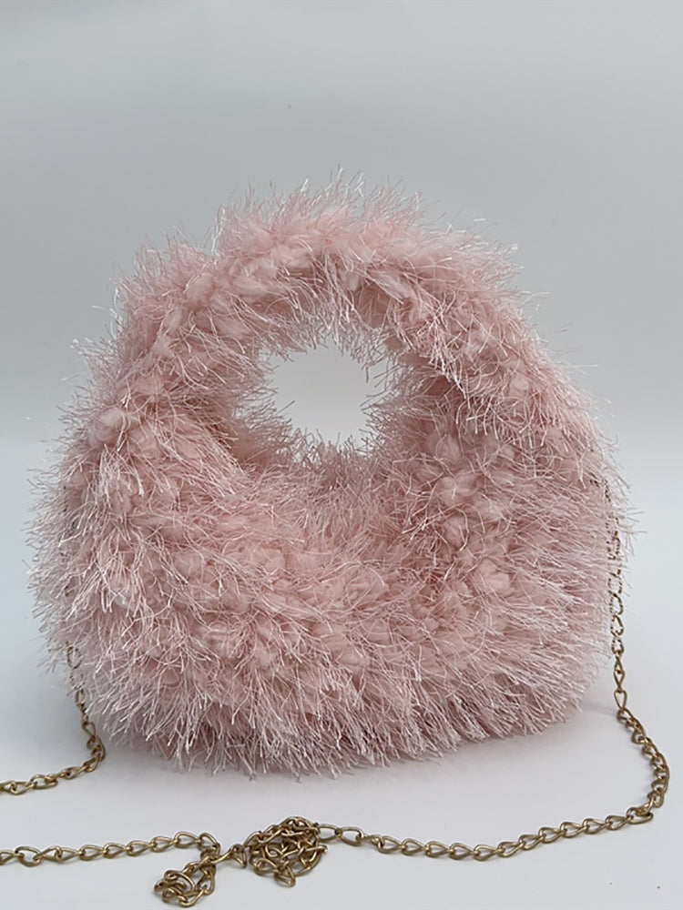 Candy Color Fluffy Fringe Mini Handbag