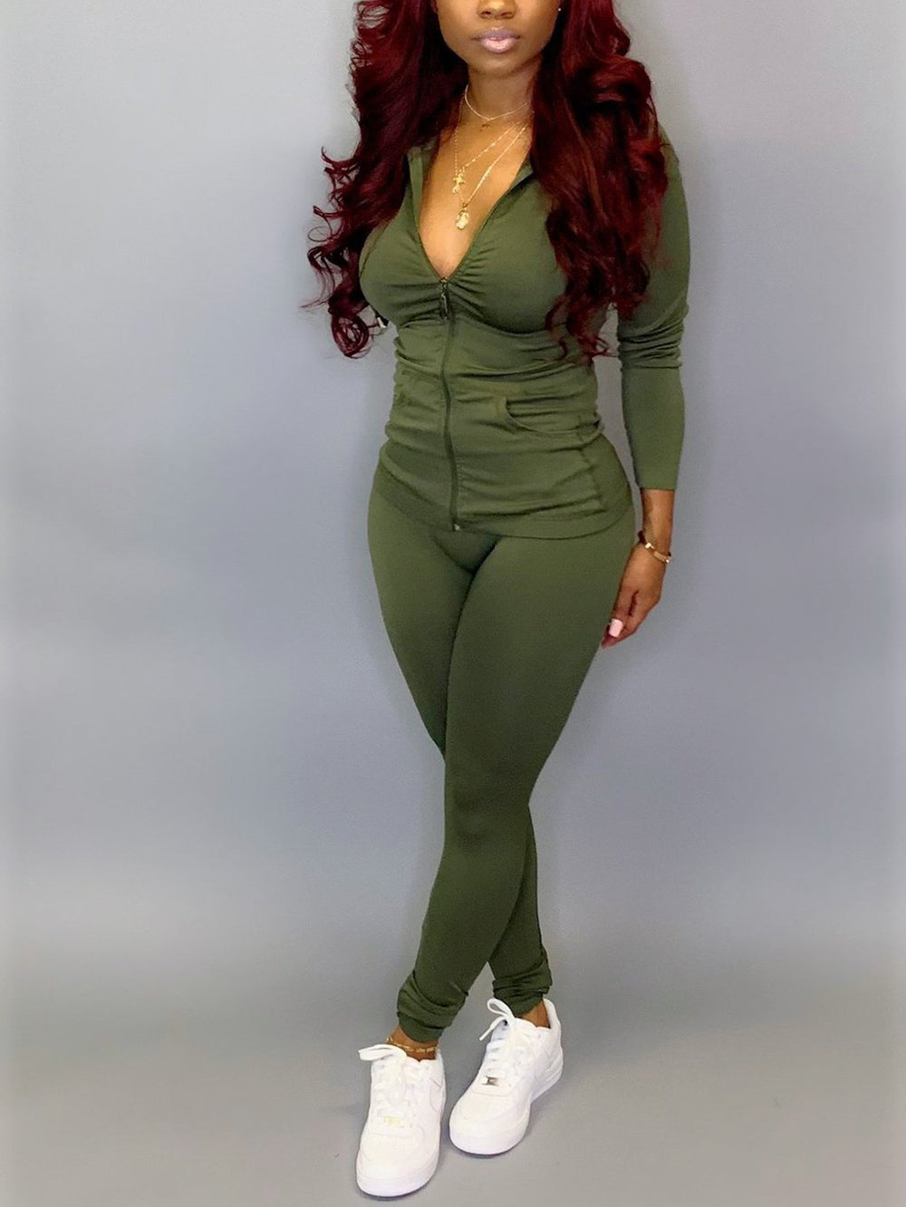 Hooded Zip Jacket Jogger Set