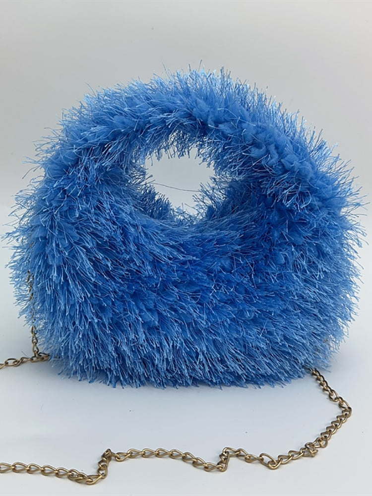 Candy Color Fluffy Fringe Mini Handbag