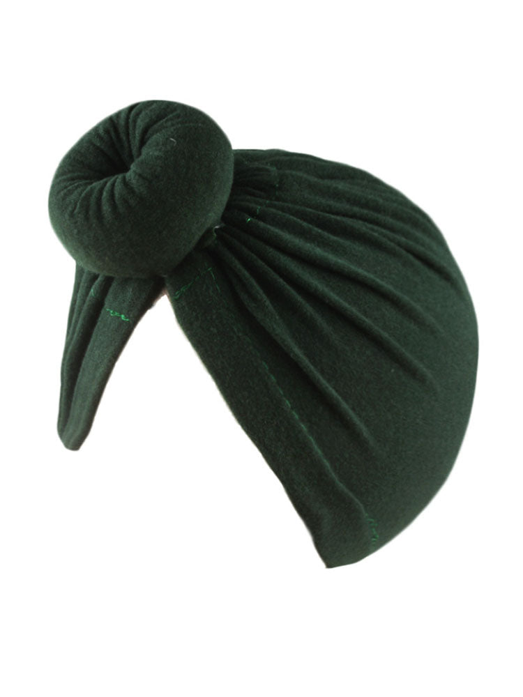 Bonnet turban froncé croisé de couleur unie