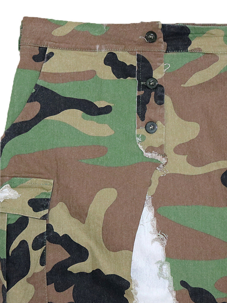 Two-Piece Camouflage Print Long Sleeve Midi Skirt Set