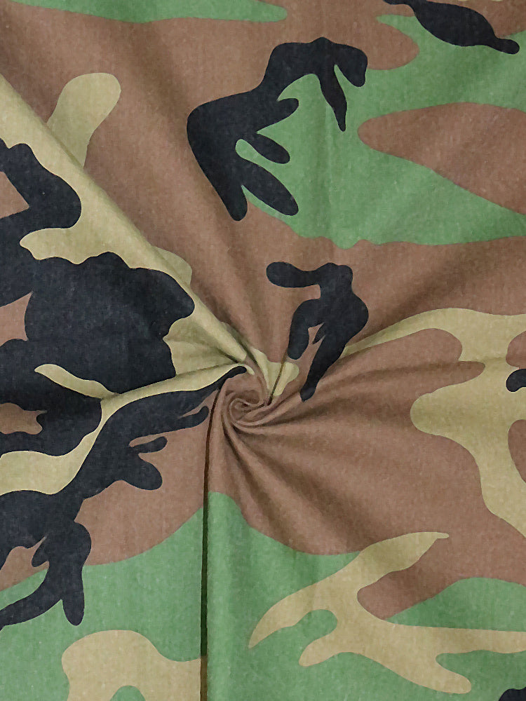 Two-Piece Camouflage Print Long Sleeve Midi Skirt Set