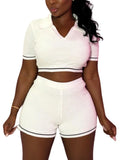 Knit Crop Top Shorts Sets